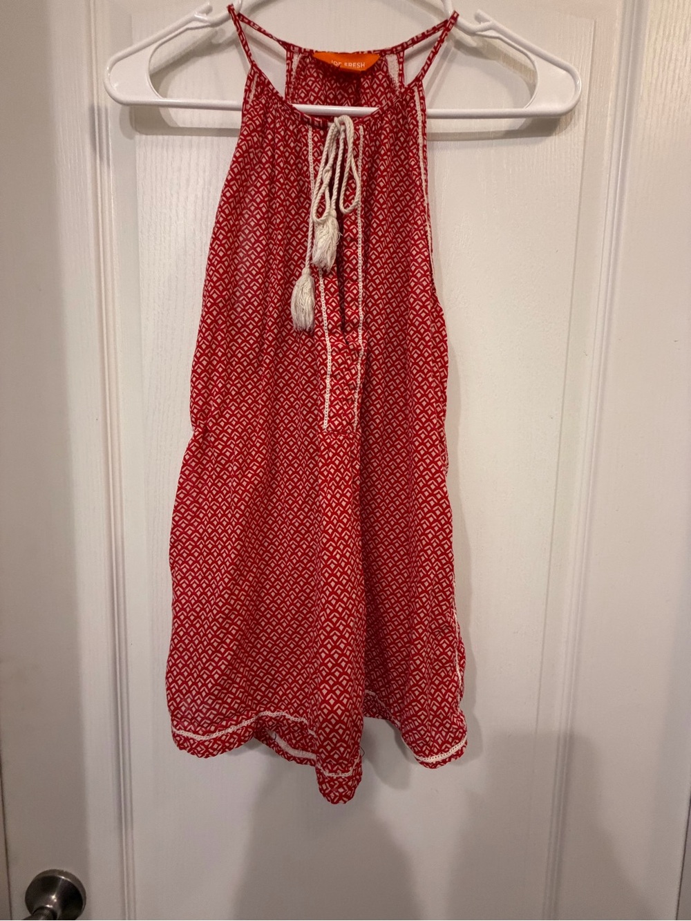 Joe Fresh Red Patterned Mini Skirt with Tassel Tie
